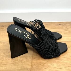 NEW Sam Edelman Laurette Block Heel Mule Sandal Strappy Black Size 5.5